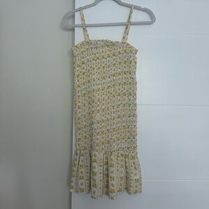 Smocked Yellow Floral Spaghetti Strap Sundress